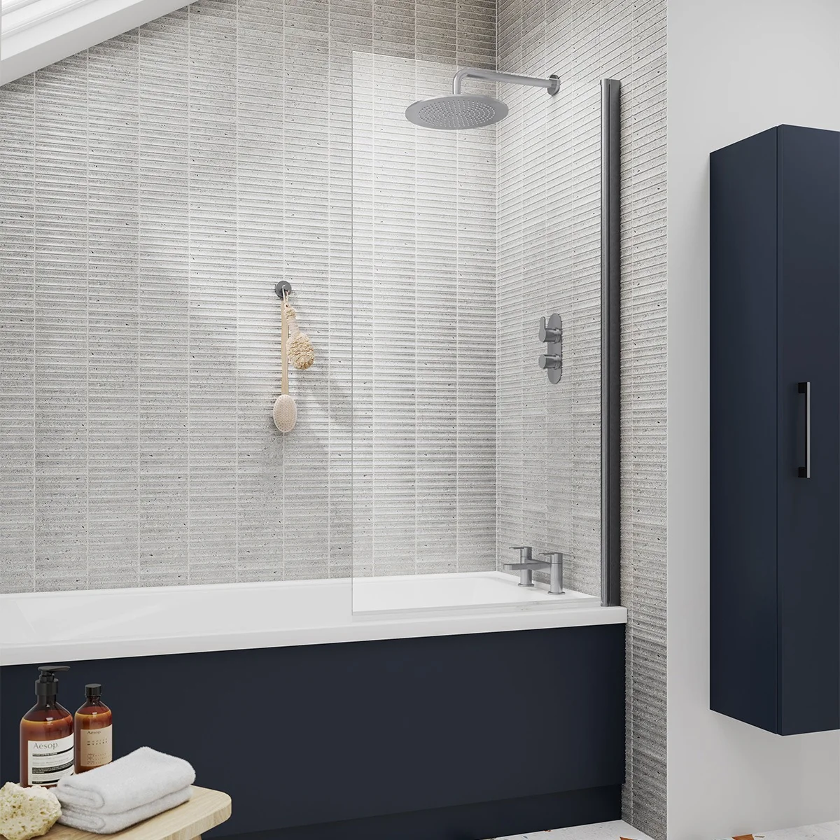 Arno 300mm Tall Bathroom Storage Unit - Indigo Blue