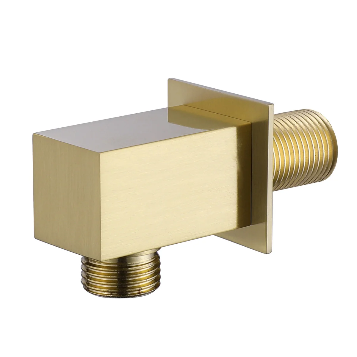 Cube Wall Outlet Elbow Brushed Brass 