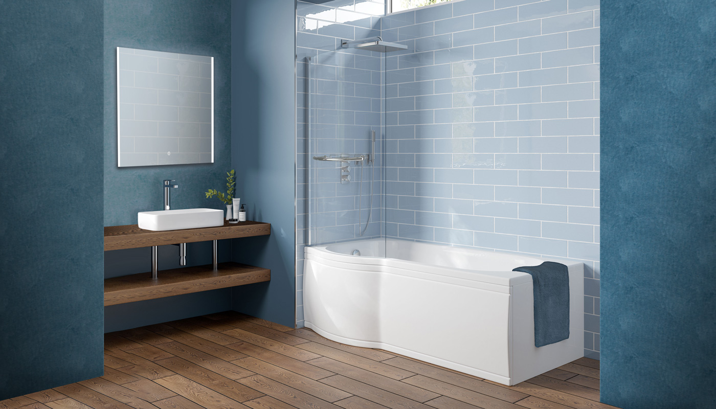 P Shape Shower Bath