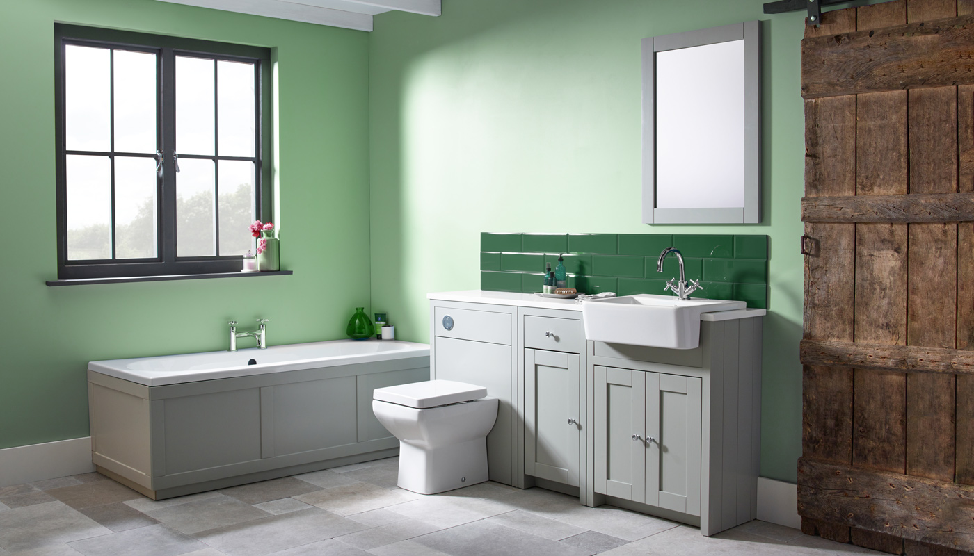 Two tone green bathroom