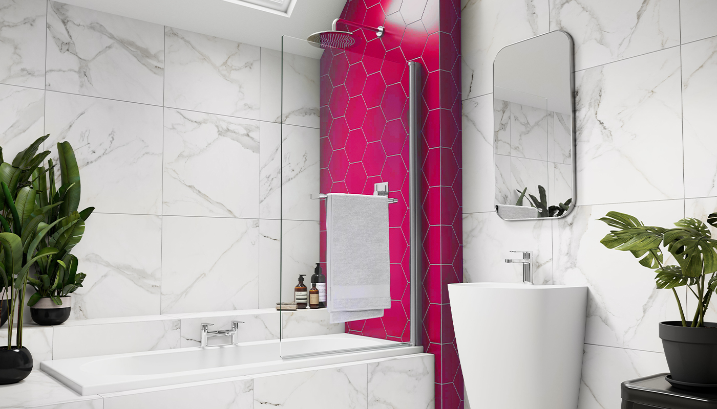 Pantone Viva magenta statement wall